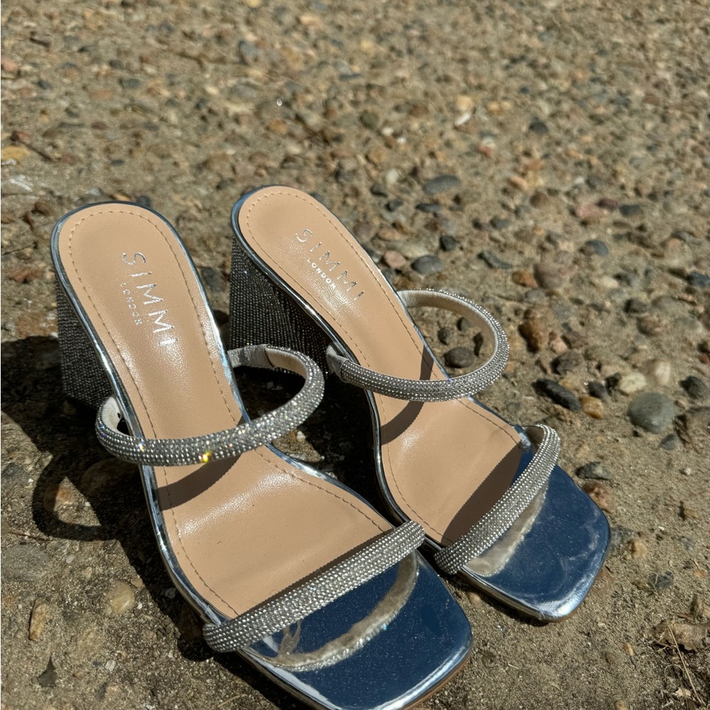 Silver Strappy Heels